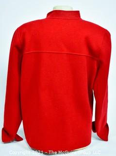 Linda Allard Ellen Tracy Open From Red Wool Jacket With Split Cuffs Size 16.