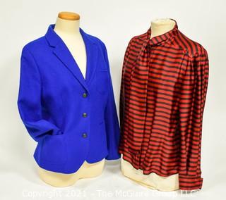 Red & Black Stripe Blouse by Jasper Conran (Size 12) & Jacket by Brookes Brother (Size 14).  