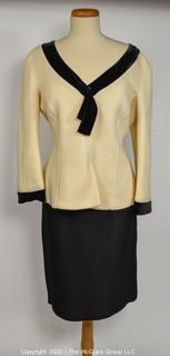 Vintage Armani White with Black Velvet Trim Evening Shirt or Top (Size 14) with Coordinating Skirt.  Skirt Not by Armani. 