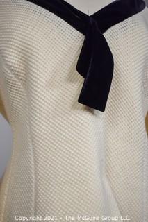 Vintage Armani White with Black Velvet Trim Evening Shirt or Top (Size 14) with Coordinating Skirt.  Skirt Not by Armani. 