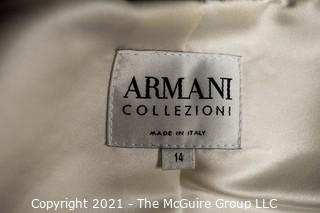 Vintage Armani White with Black Velvet Trim Evening Shirt or Top (Size 14) with Coordinating Skirt.  Skirt Not by Armani. 