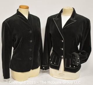 Two (2) Ralph Lauren Black Velvet Blazers, Size 16.
