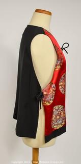 Asian Style Red Satin Embroidered Vest with Tie Sides by Hino & Malee. 