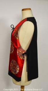 Asian Style Red Satin Embroidered Vest with Tie Sides by Hino & Malee. 