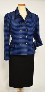 Blue & Black Hounds Tooth Suit by Barcelino Size 14.