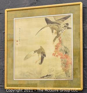 Framed print of "Geese in Flight", artist Okyo; under glass, 36 x 36"