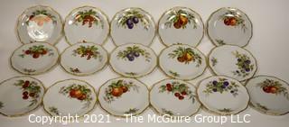 16 Vintage Hutschenreuth Tirschenreuth Germany Pasco Scalloped Fruit Gold Trim Plates