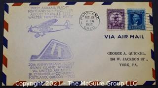 Cancelled First Day Cover. Cachet. Air Mail