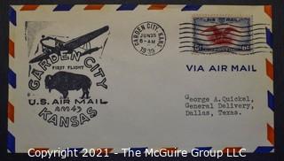 Cancelled First Day Cover. Cachet. Air Mail