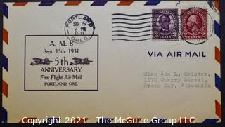 Cancelled First Day Cover. Cachet. Air Mail