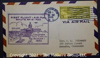 Cancelled First Day Cover. Cachet. Air Mail