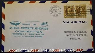 Cancelled First Day Cover. Cachet. Air Mail