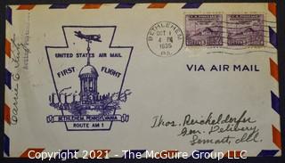 Cancelled First Day Cover. Cachet. Air Mail