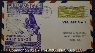 Cancelled First Day Cover. Cachet. Air Mail