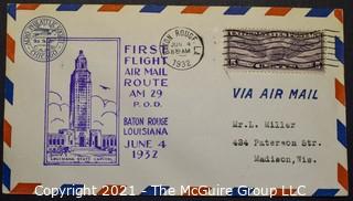 Cancelled First Day Cover. Cachet. Air Mail