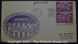 Cancelled First Day Cover. Cachet. Air Mail