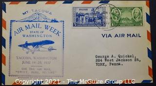 Cancelled First Day Cover. Cachet. Air Mail