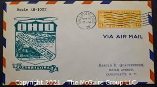 Cancelled First Day Cover. Cachet. Air Mail