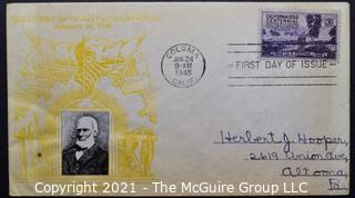 Cancelled First Day Cover. Cachet. Colored