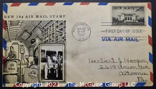 Cancelled First Day Cover. Cachet. Air Mail