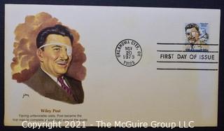 Cancelled First Day Cover. Cachet. Colored