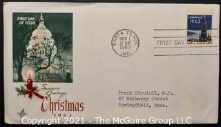 Cancelled First Day Cover. Cachet. Colored