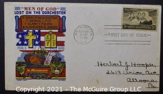 Cancelled First Day Cover. Cachet. Colored