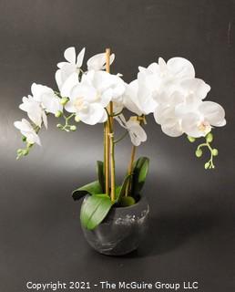 Faux Triple Phalaenopsis Orchid in Glass Vase