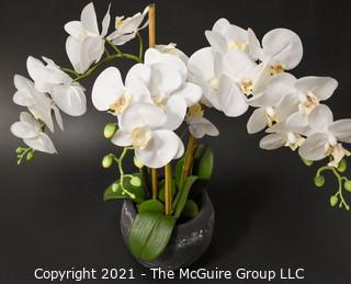 Faux Triple Phalaenopsis Orchid in Glass Vase