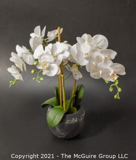 Faux Triple Phalaenopsis Orchid in Glass Vase