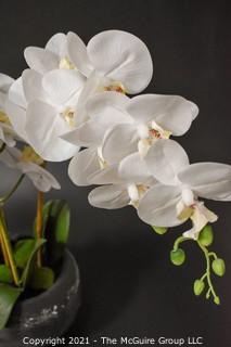 Faux Triple Phalaenopsis Orchid in Glass Vase