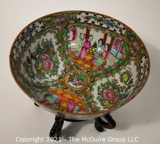 Antique Asian Chinese Famille Rose Medallion Porcelain Bowl; 9 1/2" diameter at rim x 4"T