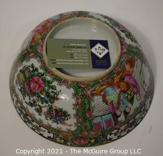 Antique Asian Chinese Famille Rose Medallion Porcelain Bowl; 9 1/2" diameter at rim x 4"T