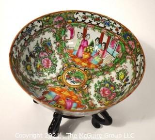 Antique Asian Chinese Famille Rose Medallion Porcelain Bowl; 9 1/2" diameter at rim x 4"T