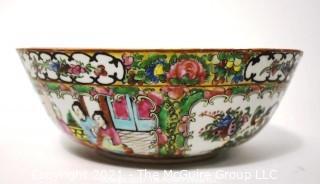 Antique Asian Chinese Famille Rose Medallion Porcelain Bowl; 9 1/2" diameter at rim x 4"T