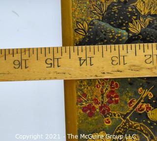 Gilt Asian Painted Lacquer Lined Box; 14 X 14 x 3"T