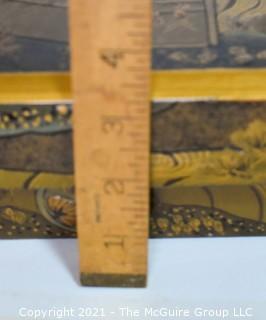 Gilt Asian Painted Lacquer Lined Box; 14 X 14 x 3"T