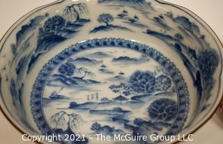 Two (2) Porcelain Asian Stamped Mountian Scene Hand Painted Bowls. 