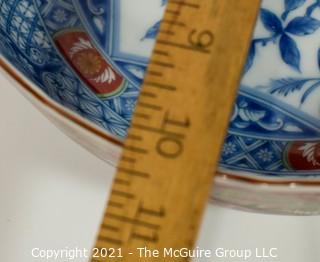 Porcelain Asian Stamped Hand Painted Bowl; 10" diameter.