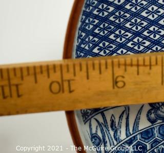 Porcelain Asian Stamped Hand Painted Blue & White Tray or Platter; 10" diameter.