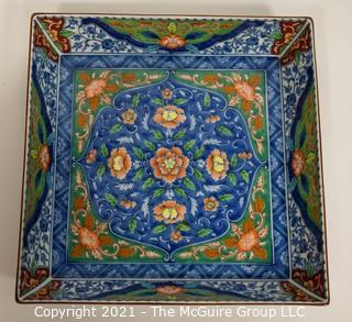 Porcelain Asian Stamped Hand Painted Tray or Platter; 10" diameter.