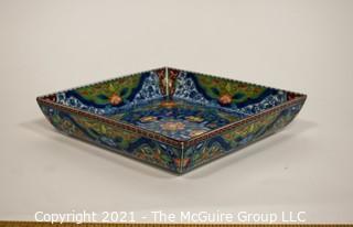 Porcelain Asian Stamped Hand Painted Tray or Platter; 10" diameter.