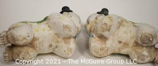 Pair of Chinese Boy and Girl Porcelain Ceramic Pillows Headrests