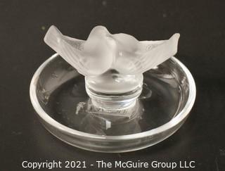 Lalique Love Bird Ring or Pin Dish.  Measures approximately 5" diameter.