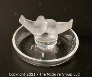 Lalique Love Bird Ring or Pin Dish.  Measures approximately 5" diameter.