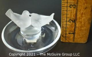 Lalique Love Bird Ring or Pin Dish.  Measures approximately 5" diameter.