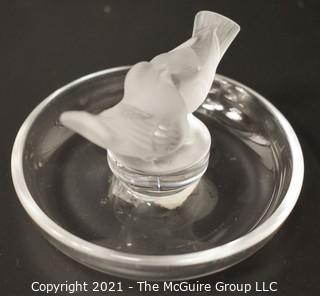 Lalique Love Bird Ring or Pin Dish.  Measures approximately 5" diameter.