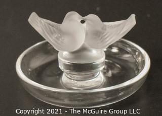 Lalique Love Bird Ring or Pin Dish.  Measures approximately 5" diameter.