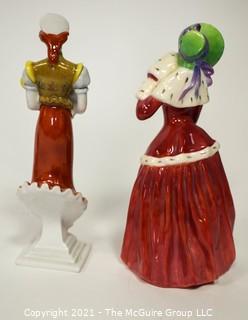 Two (2) Small Porcelain Figurines - Royal Doulton "Christmas Morn" & Herend made om Hugary Mother and Child with small Chip.