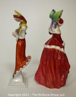 Two (2) Small Porcelain Figurines - Royal Doulton "Christmas Morn" & Herend made om Hugary Mother and Child with small Chip.